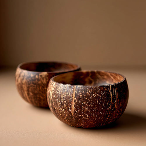Natural Coconut Bowls Set of 2 for Eco-Friendly Dining
