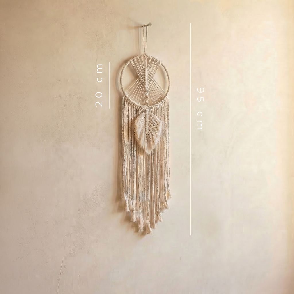 Dimensions of a mini boho macrame wall art, perfect size for a gallery wall