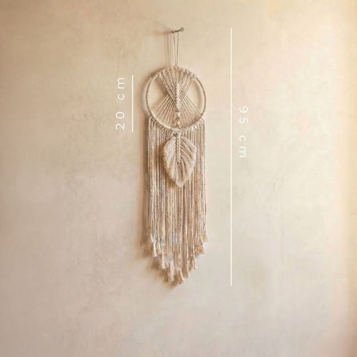 Dimensions of a mini boho macrame wall art, perfect size for a gallery wall